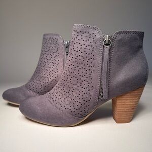 Report Perforated Gray Ankle Booties